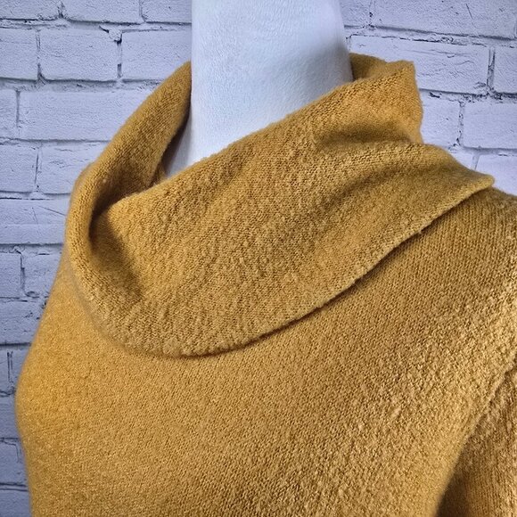 UMGEE WOMENS SWEATER COWL TUNIC NECK MUSTARD RUFFLED BOTTOM WOMENS SMALL - Picture 9 of 9